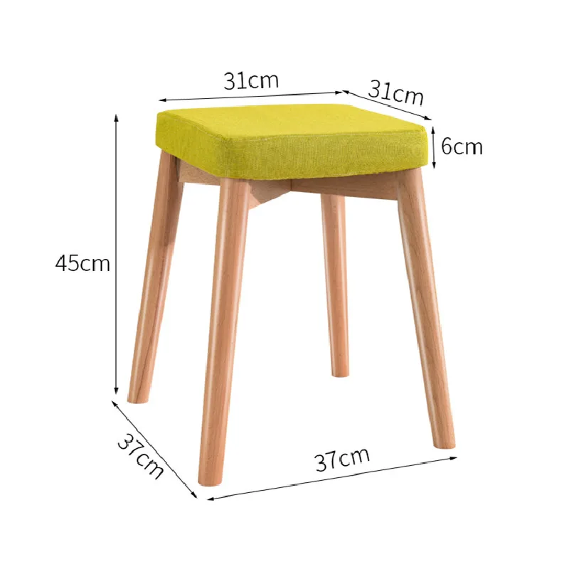 4 Legged square Shape Bench KD Wood Stool With Removable Cover