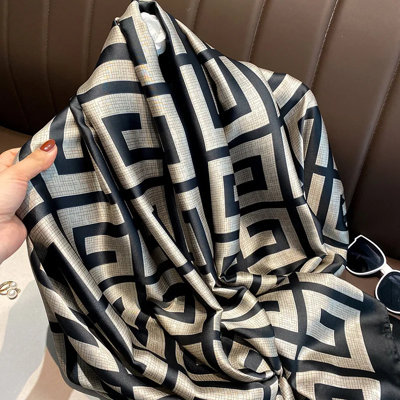 Wholesale Custom Design Silk Scarf for Women Stoles Manufacture Silk  Chiffon Hijab Scarf Luxury Brand Fashion Printed Silk Scarf