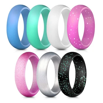 Custom Silicone Finger Rings Wedding Rings Rubber O Ring Wedding Bands for Men Women 6mm Wide