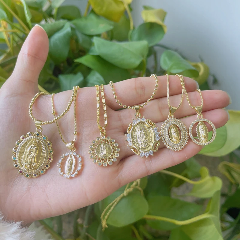 Multiple Styles Religious Necklace Pendant Jewelry Colorful Zircon Cz