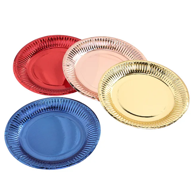 Factory wholesale 7 -inch gold and silver paper tray disposable party supplies paper plate party party dining plate cake plate