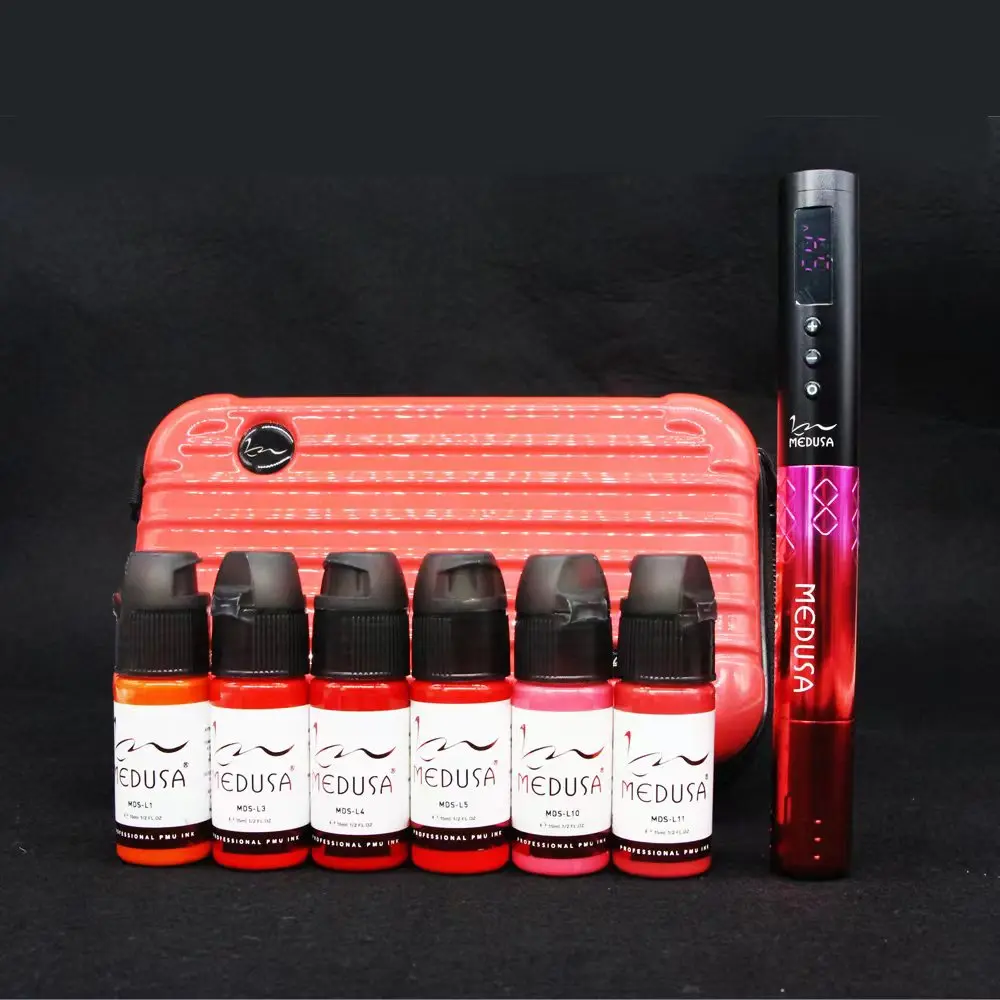 Wireless Rechargeable Professional MEDUSA Aluminum PMU Machine Pen Gun  Permanent Makeup Cartridge Needles Set Body Art Classic