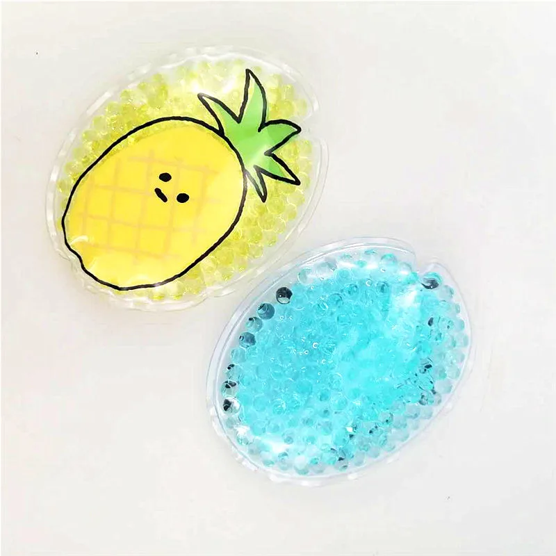 Cute  Pineapple Fruit Pattern Reusable Cooling Pack  Animal Oval Hot Cold Gel Ice Pack for Kids