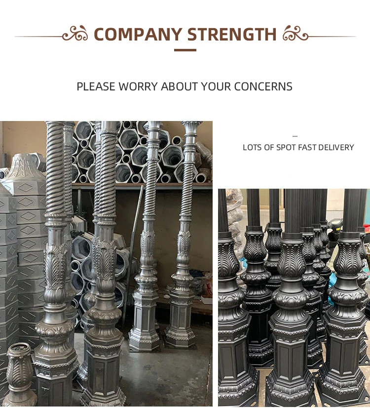 Professional manufacturer outdoor antique cast iron solar street post lamp led garden pole pillar light