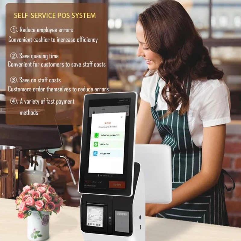 Pos Terminal Machine Restaurant Equipment TouchScreen Kiosk Self Ordering Kiosk Counter Cash Register Pos for Restaurant Machine