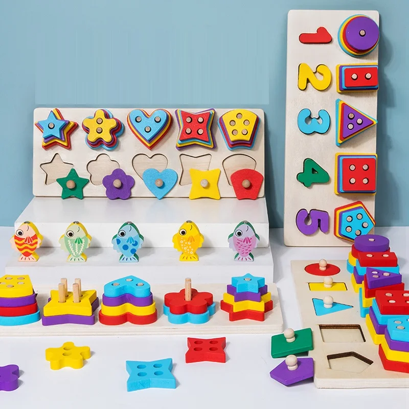 High Quality Mini Color Shape Recognition Wooden Shapes Sorter Educational Sorting Montessori Toys