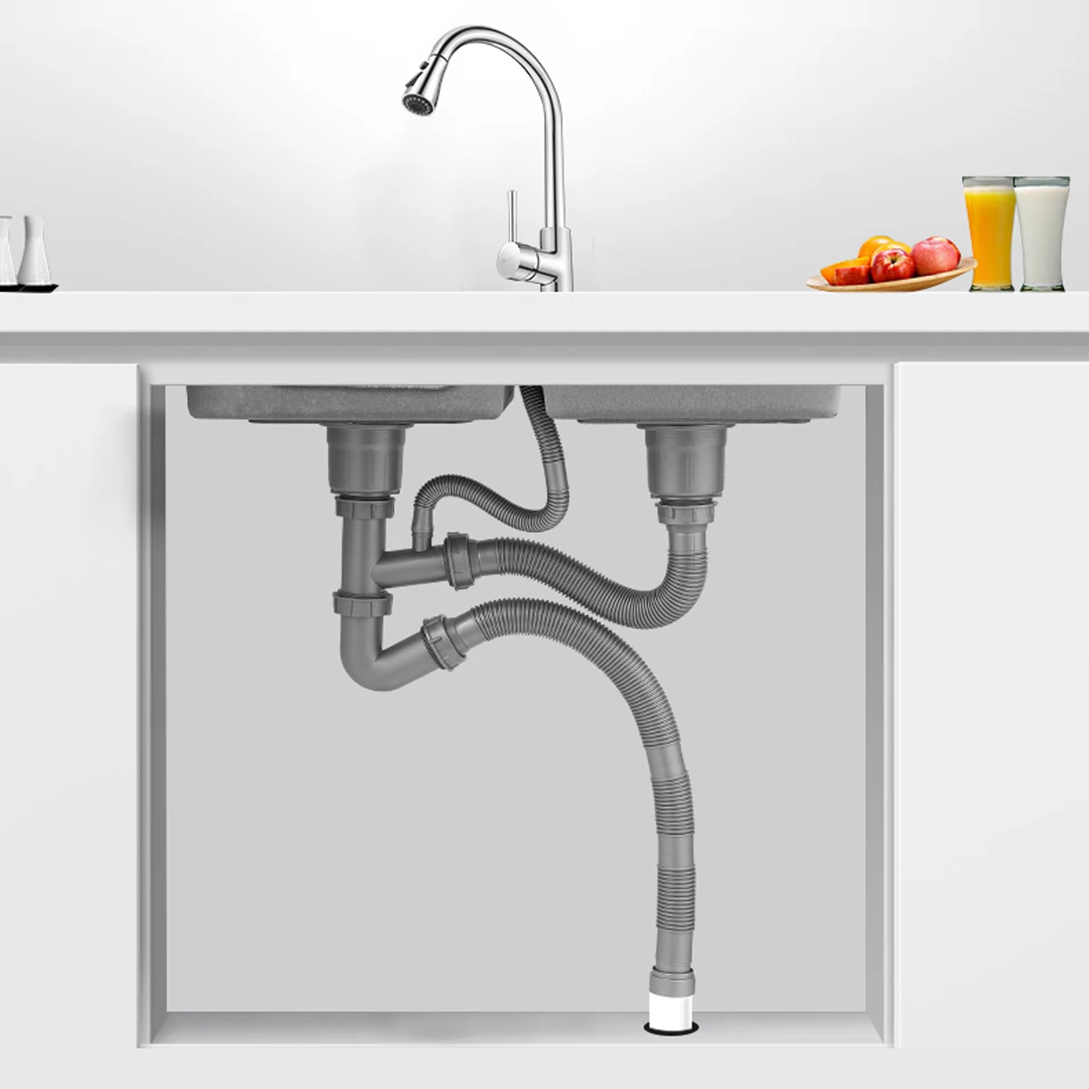 product best pp flexible sink drain pipe insect proof and odorless kitchen drainage system easy install use for kitchen sink-1