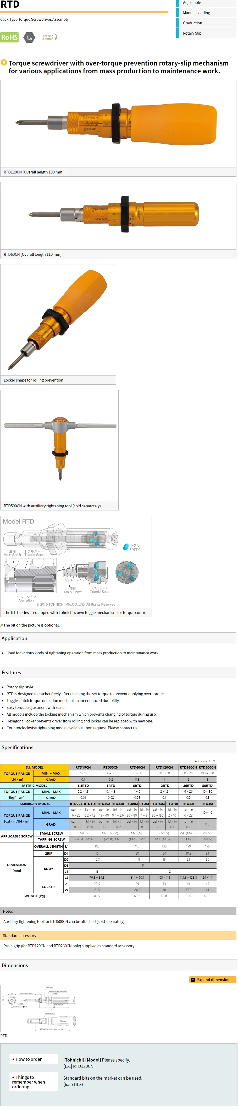 Japan Tohnichi Click Type Torque Screwdriver 1.5rtd 3rtd 6rtd 12rtd
