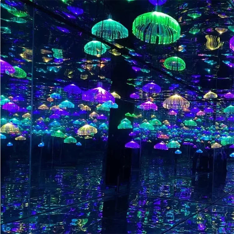 Outdoor Wedding Banquet Party Optic Fiber Jellyfish Chandelier Hanging Lights Optic Fiber Light Led Dandelion Lamp