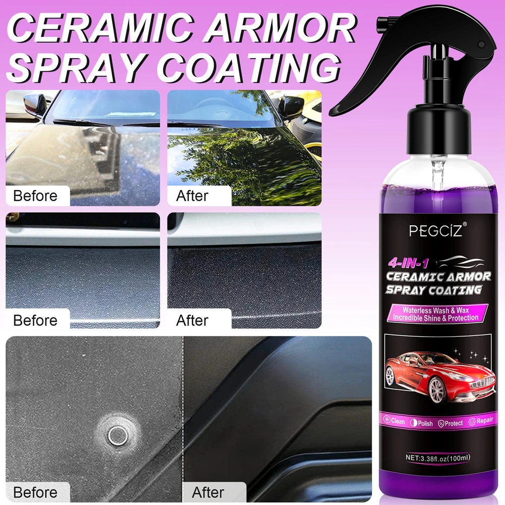 Shine Armor Car Wash Ceramic Fortify Fast Polish and Sealant Spray 100ml  Car Nano Coating Wax