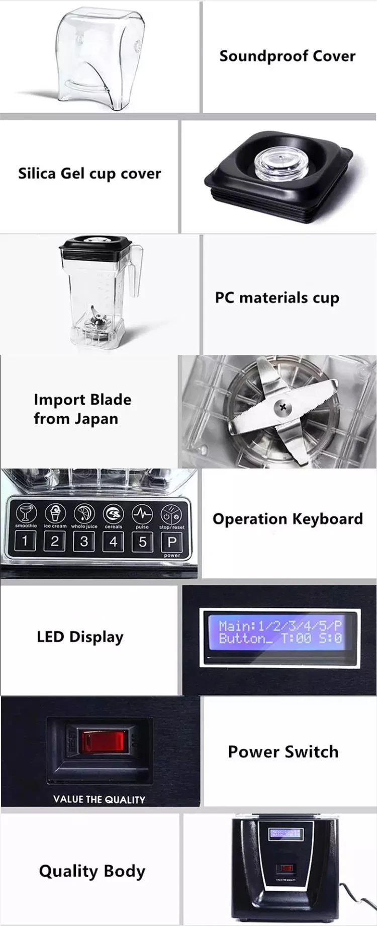 Best Selling Professional Wholesale Portable Industrial   Blender Machine  with PC Material details