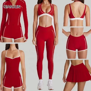Custom High Quality 6 Piece Fitness Clothing Sportswear Gym Leggings Activewear Sports Shorts Bra Women Workout Yoga Wear Sets