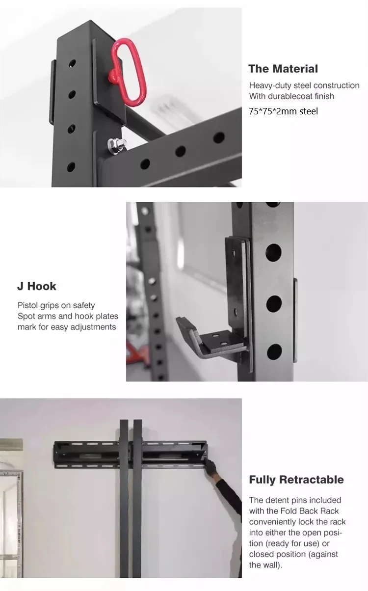 Hom Gym Equipment Squat Rack Cross Training Garage Rack Wall Mount Folding Fitness Squat Power Rack supplier