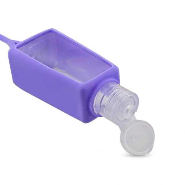 Children 30ml Small Hand Sanitisers Logo Clip Key Ring 50ml Keychain Bottle with Silicone Holder