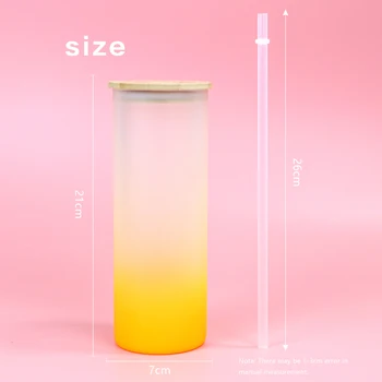 25 oz  Sublimation Frosted Gradient Color Skinny Glass Tumbler w