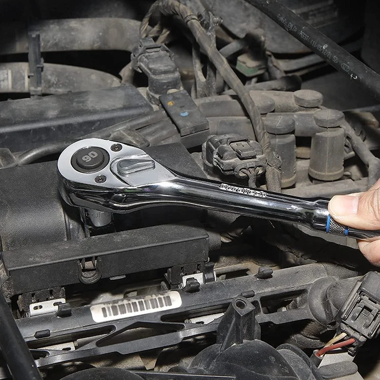 DURATECH 90齿快速释放可逆棘轮扳手1/2英寸铬合金驱动套筒工业抛光原始