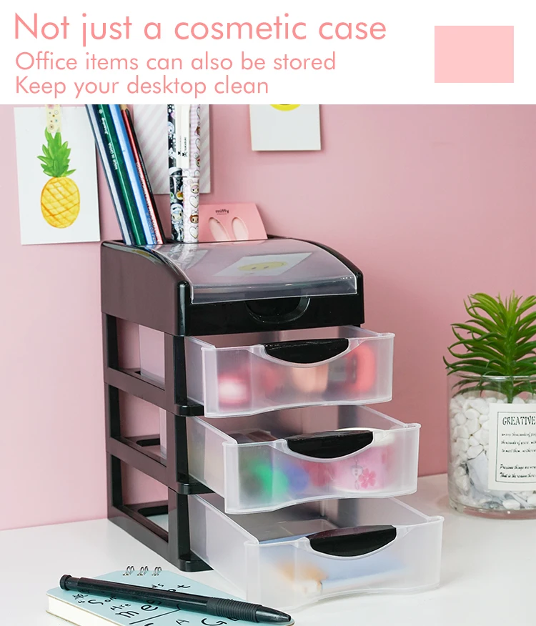 ITEM NO.5203BZ Wholesale 2/3/4 Layers Desktop Drawer Organizer Plastic Jewelry Makeup Stationery Cosmetics Organizer Storage Box manufacture