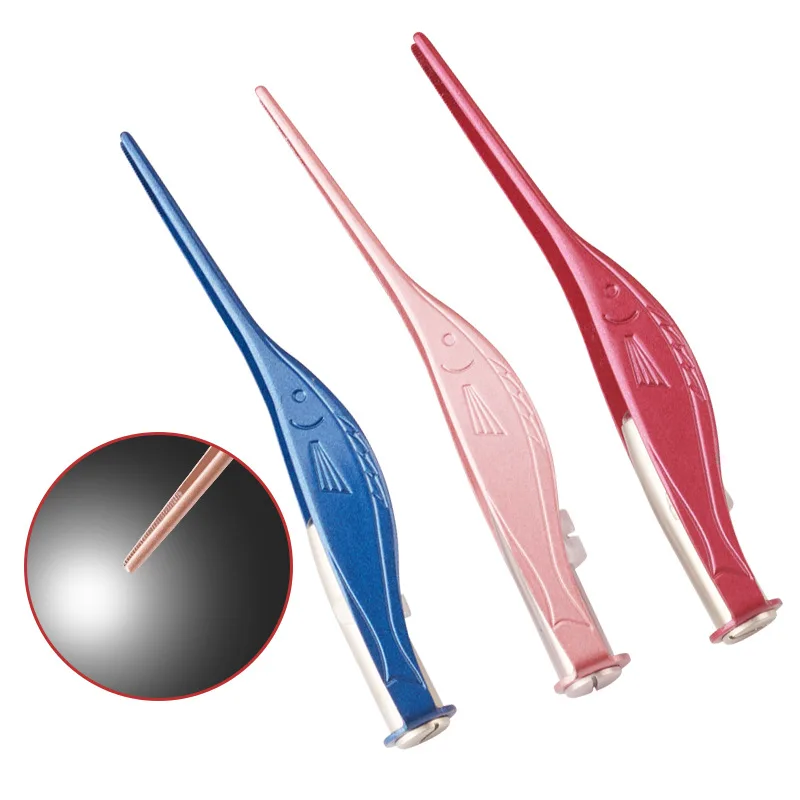 LED Flashlight Ear Wax Cleaner Picker Visual Earpick Stainless Steel Ear Nose Navel Clean Tweezers Tool Earwax Removal Care