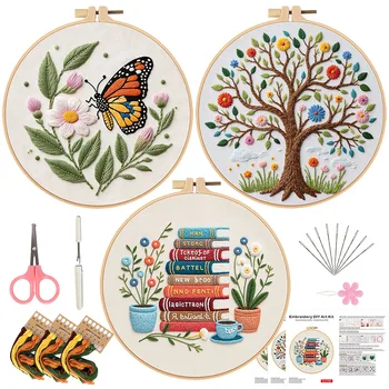 New Book Package Kit Diy Handmade Embroidery Material  Featuring Tree Flower Butterfly English Manual