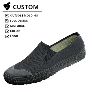 Hot Sale Men's Round-toe Design Comfortable Breathable Athletic Sole Slip-resistant Style New Work Safety Canvas Walking Shoes