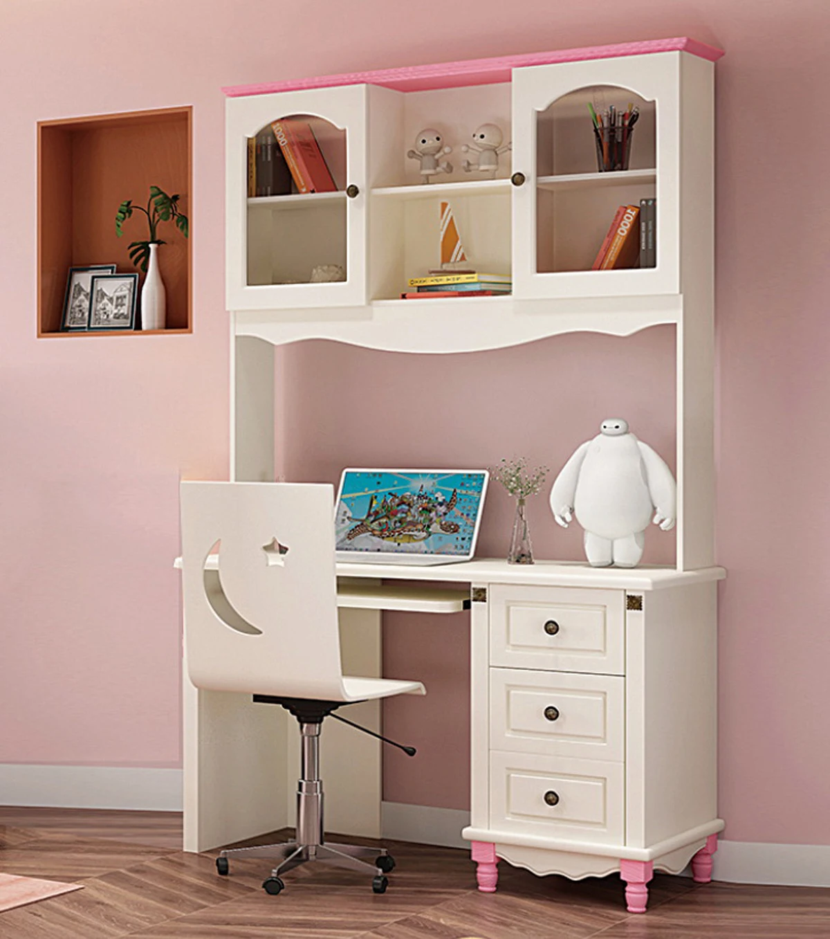 PERFEMET Set di biancheria da letto per bambine con stampa a sirena, ultra morbido e traspirante, reversibile, con piumino, lenzuolo con angoli e federa (4 pezzi, rosa