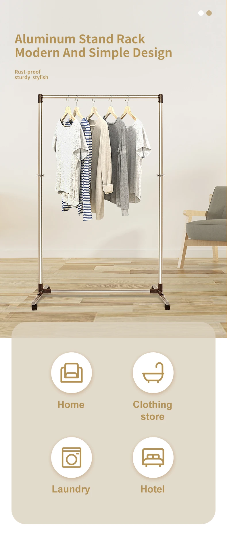 Heavy Duty Aluminum Cloth Rail Retail Clothing Rolling Garment Rack For ...