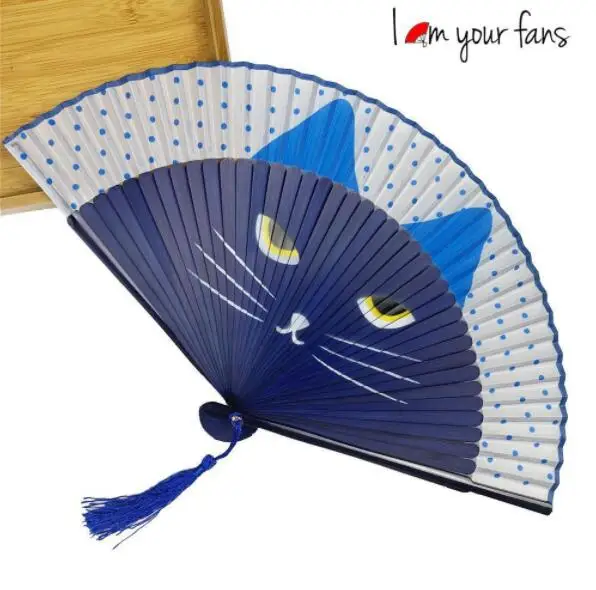 Éventail pliant de chat peint à jet d'encre de style japonais Dessin animé tenu dans la main Cadeaux d'église de bricolage outil - Maison Éventail pliant de chat peint à jet d'encre de style japonais Dessin animé tenu dans la main Cadeaux d'église de bricolage outil - Maison