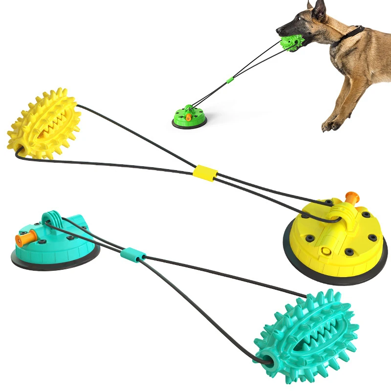 New Explosive Vacuum Suction Cup Pull String Ball Dog Molar Toy Food Leakage Dog Chew Balls Food Dispensing Ball Chew Toy
