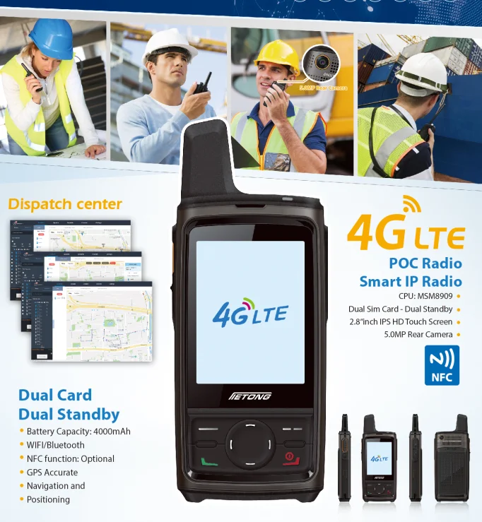Jmtmao 4G Poc Talkie-Walkie GPS WiFi Bluetooth Fonction Android 5.1 Smart Réel P