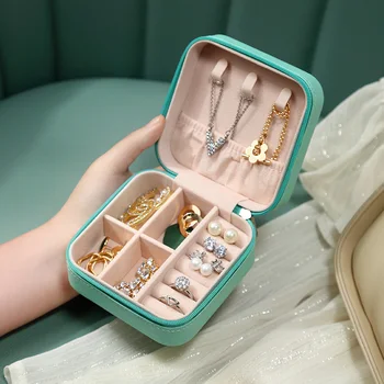 Girls Organizer Earring Ear Stud Pu Portable Jewel Case Jewellery Packaging Gift Boxes Travel Faux Leather Jewelry Box