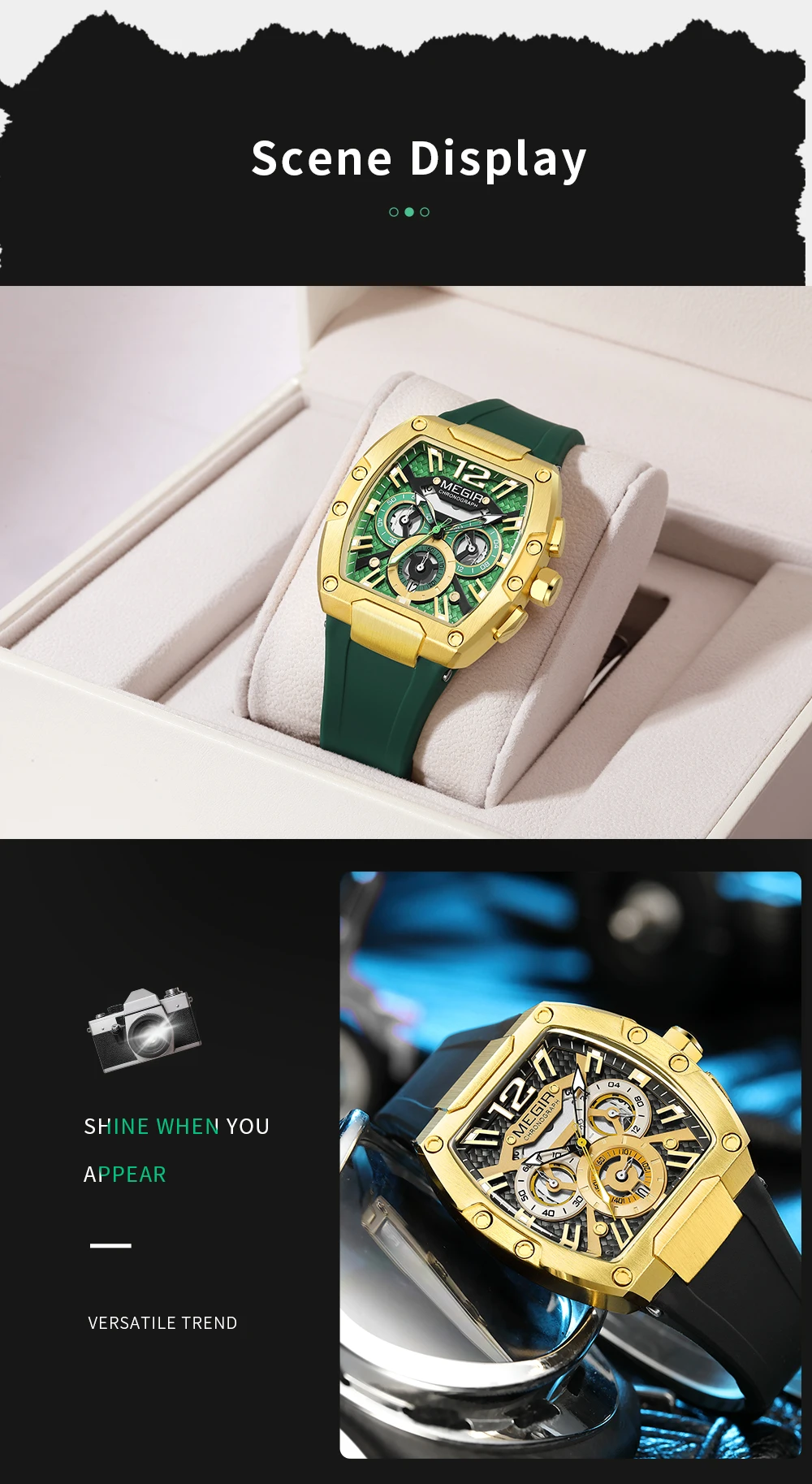 Hot Sale Megir 8112 Original Brand Big Dial Chronograph Quartz Watches Luxury Men Outdoor Sport Wrist Watch Relojes Hombre