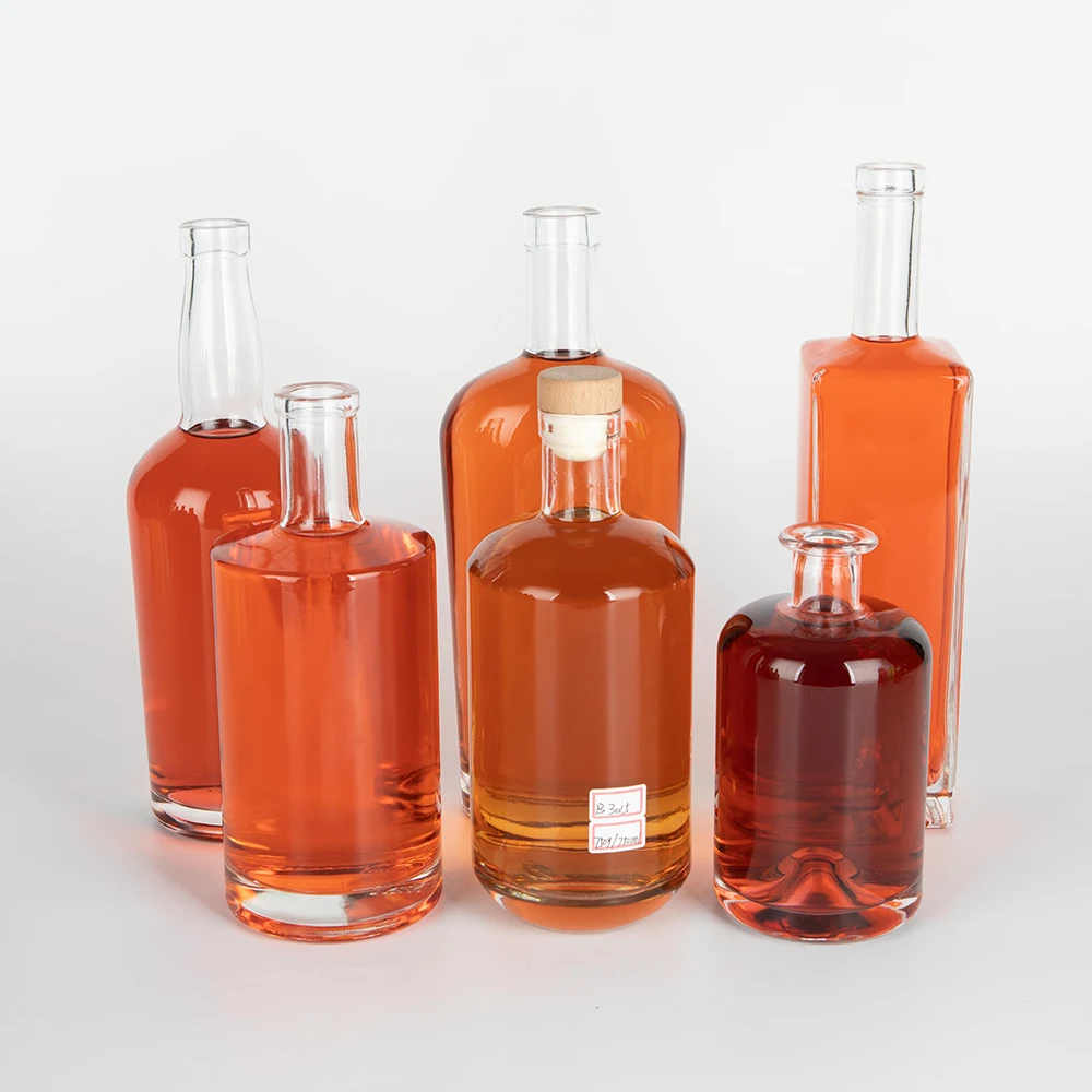 Wholesale Custom 375ml 500ml 700ml 750ml 1000ml Empty Glass Liquor