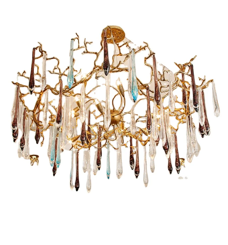 MEEROSEE Colorful Crystal Pendant Light Mid Century Lamps Lampe De Chevet Moroccan Beaded Chandelier for Wedding Hall MD86915