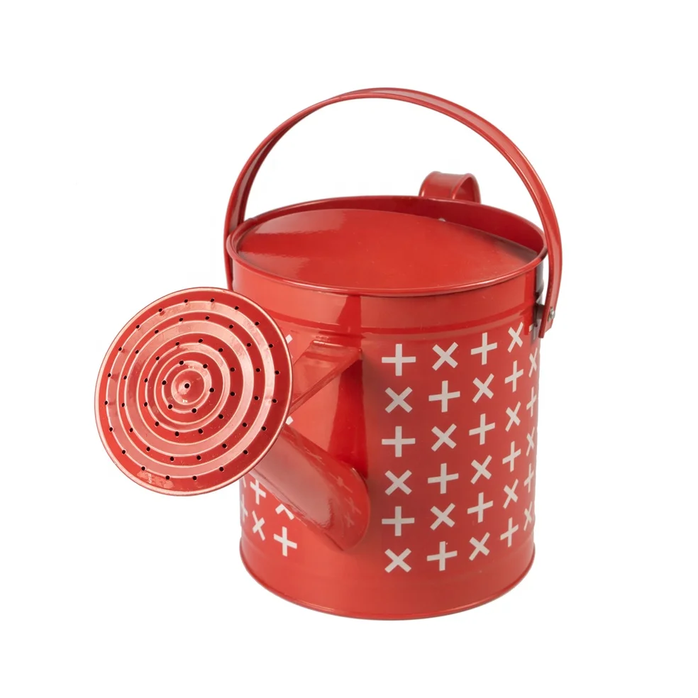 
Hot sale metal red watering can with decal for sale 