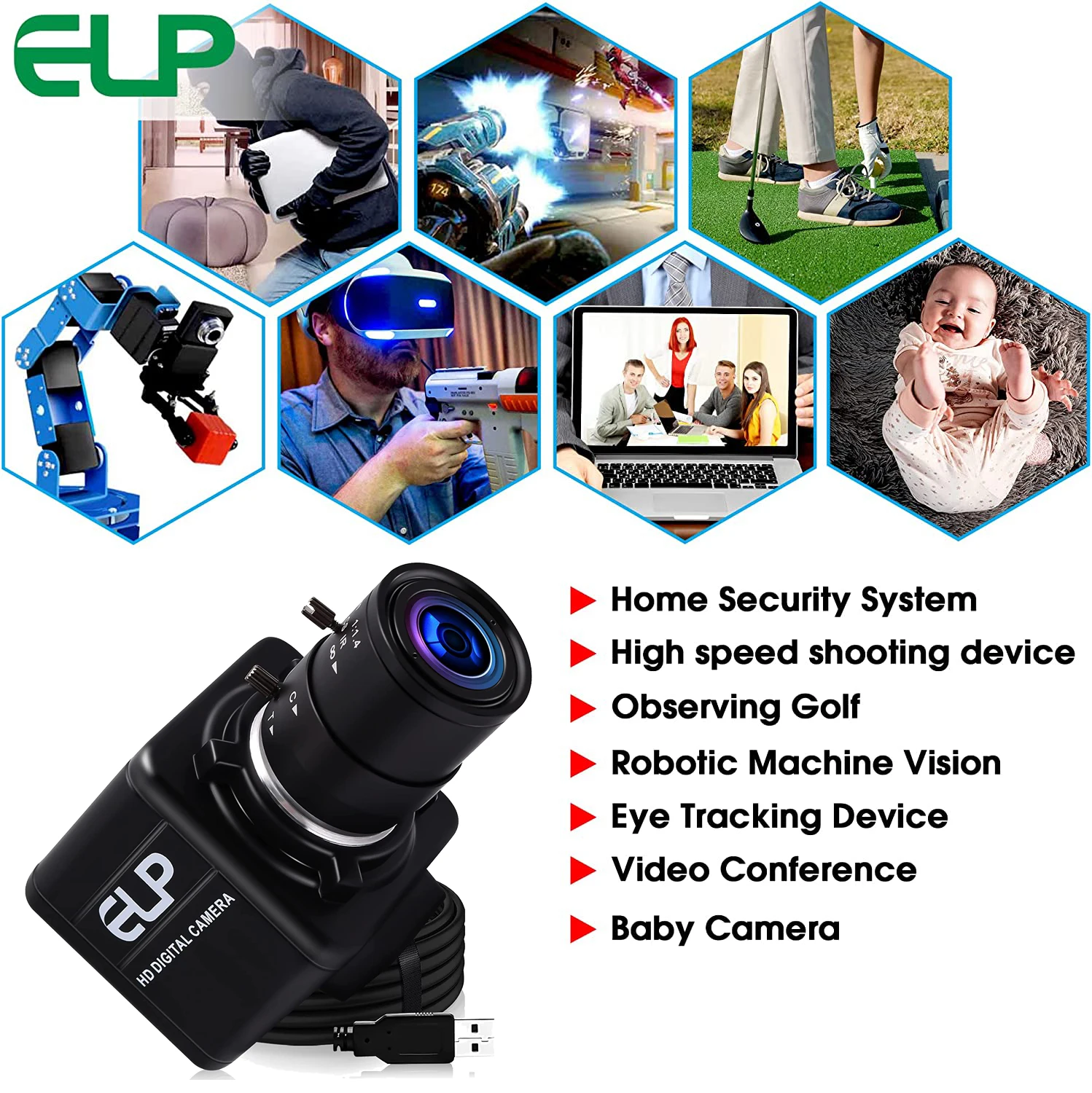 ELP 2.3MP High Speed 90FPS Global Shutter USB Camera UVC AR0234 Mini USB  Webcam Camera with Manual Zoom 2.8-12mm Varifocal Lens| Alibaba.com