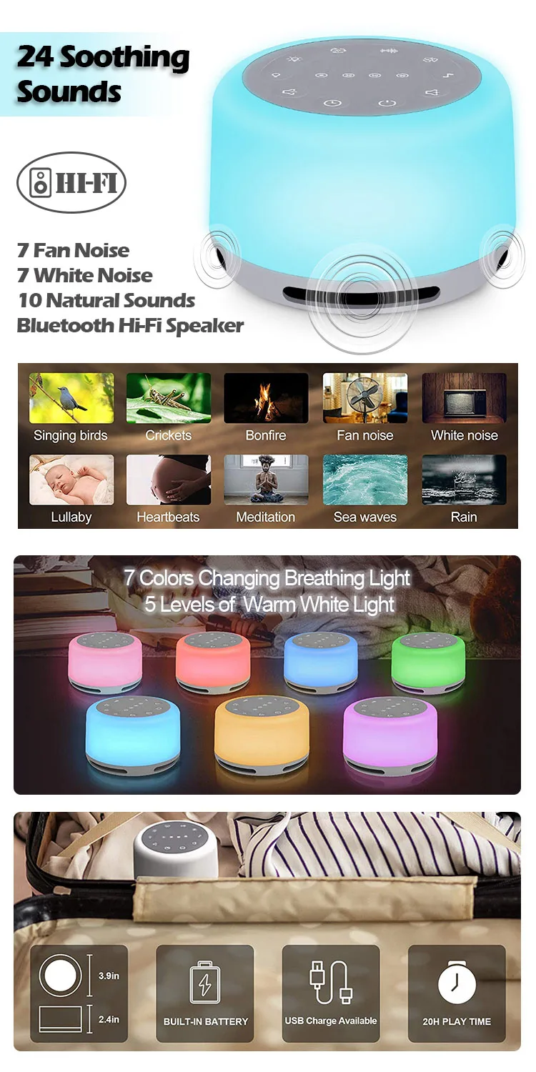 Baby White Noise Natural Sounds Good For Sleep Kids Night Light White