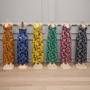 Wholesale New Women Sexy Backless Printed Large Size Casual Sleeveless Dress