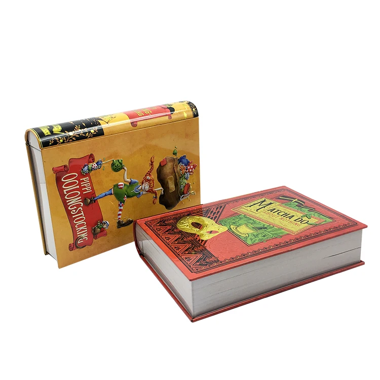 Wholesale Customized Decorative Book Shape Container Metal Tin Can Gift Package Box for Kids