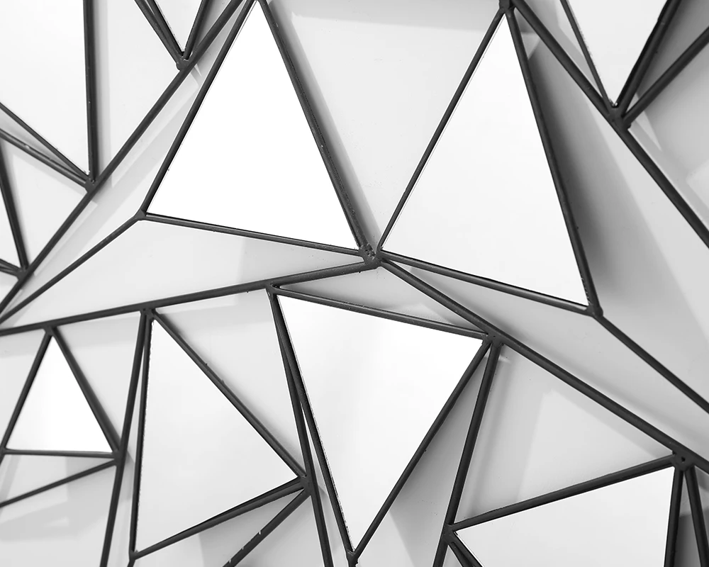 Metal Black Triangle Design With Mirror Wall Decoration