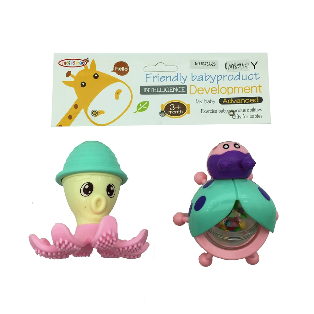 Красочные пластиковые животные ручной шейкер плюшевый осьминог леди жук колокольчики детские погремушки игрушки
