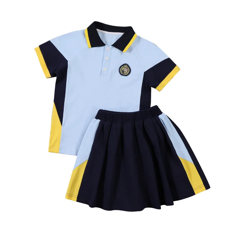 Yellow,blue Plain Baby Kids School Uniform, Stitched: Yes