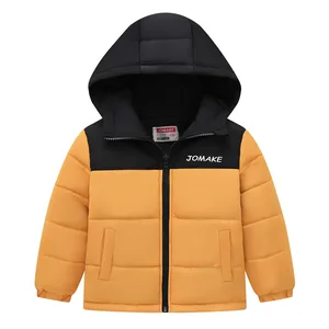 Customized Autumn Winter Boys Girls Color Matching Casual Hooded Zipper Quilted Cotton-Padded Quick Dry Breathable Windproof