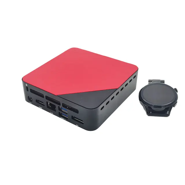 Red leather cloth Acrylic Color logo material customization N95 N100 N305 Processor DP HD-MI Display Ultra thin micro computer