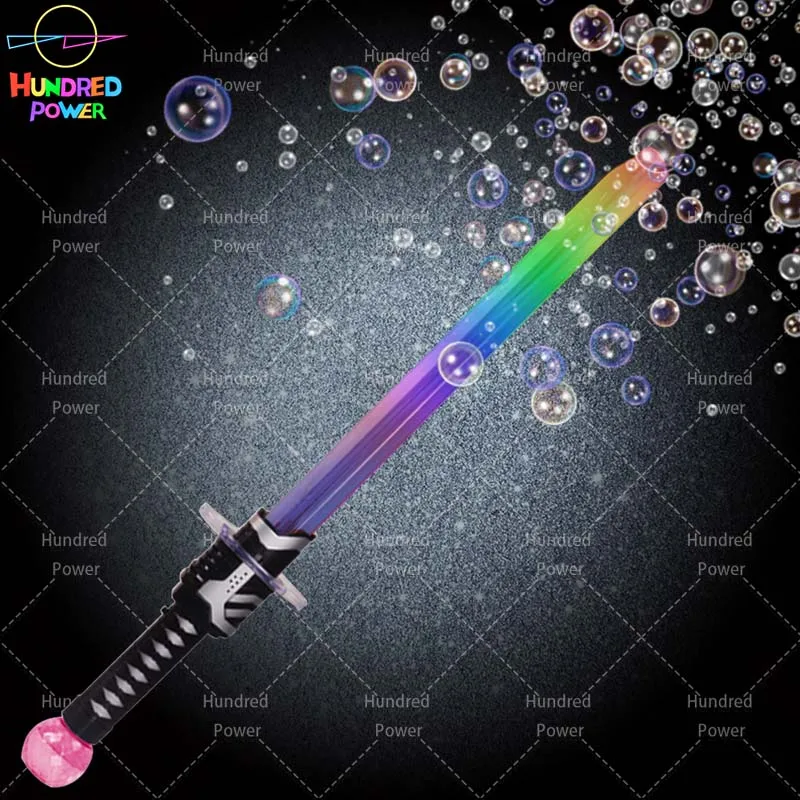 Electric LED Flashing Light Bubble Magic Wand Toy With Two Bubble Water Music Light up Bubble Sword