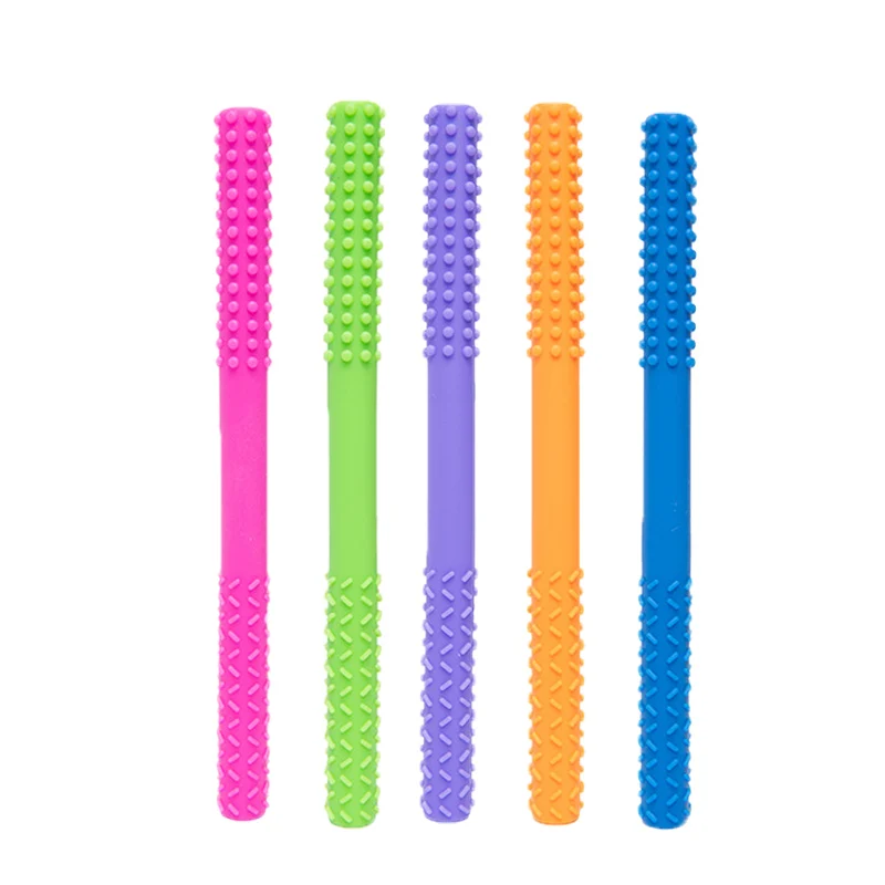 Sensory Textured Hollow Teething Tubes Soft Silicone Teething Straws for  Babies