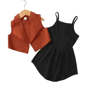 2022 Children Girls Suits Solid Color Vest Sleeveless Dress Clothing Sets Baby Girl Two Pieces Casual Outfits Kid Summer Clothes