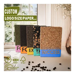 Wholesale Eco Notebook A5 Cork Material Coffee Grounds Tea Residue Recycled Hardcover Line Dot Grid Journal With Custom logo