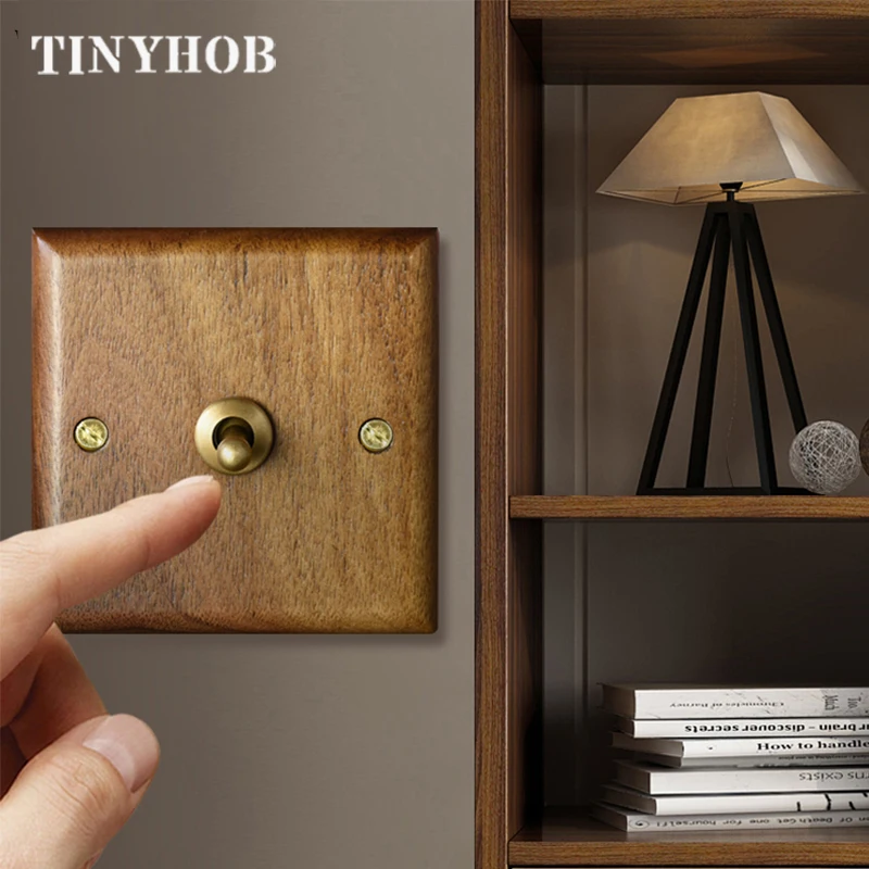 Brass Switch,220v 10a Vintage Toggle Light Pull Switch Wood Panel 1/2/3 ...