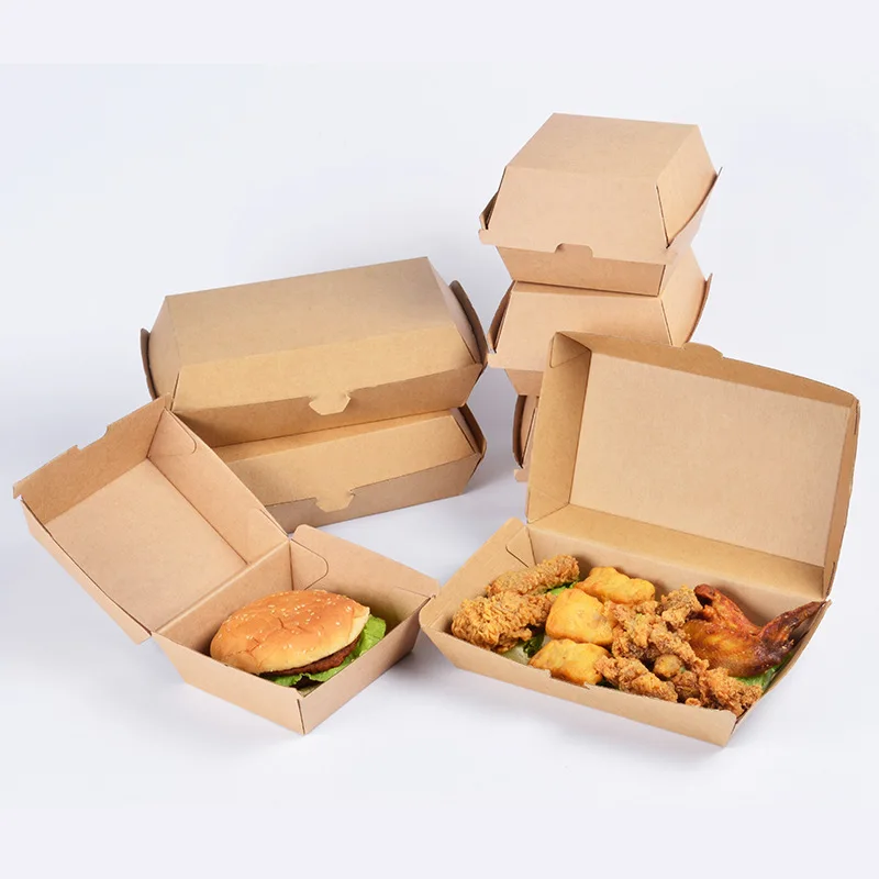 XYA Hamburger box disposable corrugated fried chicken snack chicken food packaging paper box thickened packaging box