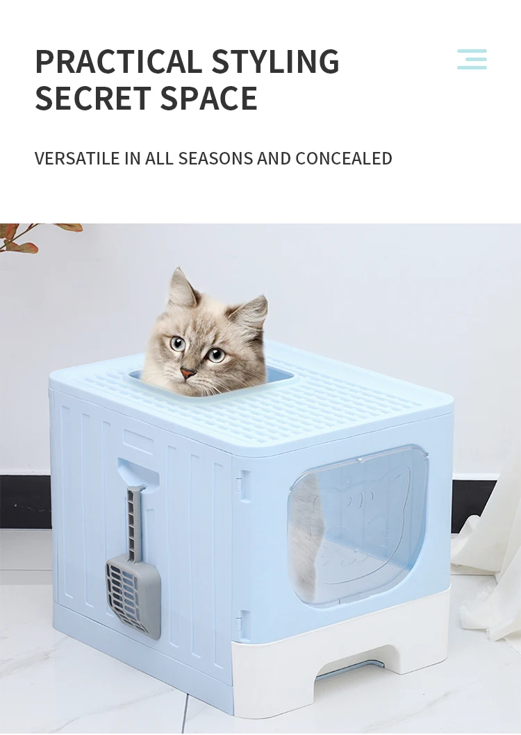 Foldable Collapsible Fullyenclosed Plastic Cat Toilet Good Privacy